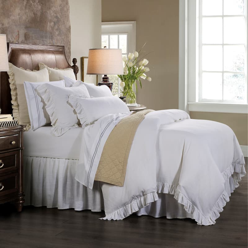 HiEnd Accents Lily Washed Linen Ruffled Euro Sham, 27"x27"