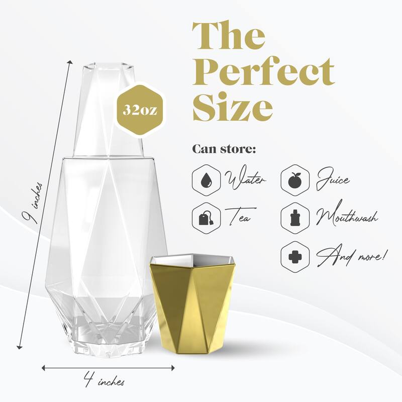 Fifth Avenue Crystal Geometric Glass Water Carafe and Tumbler - 37 Oz