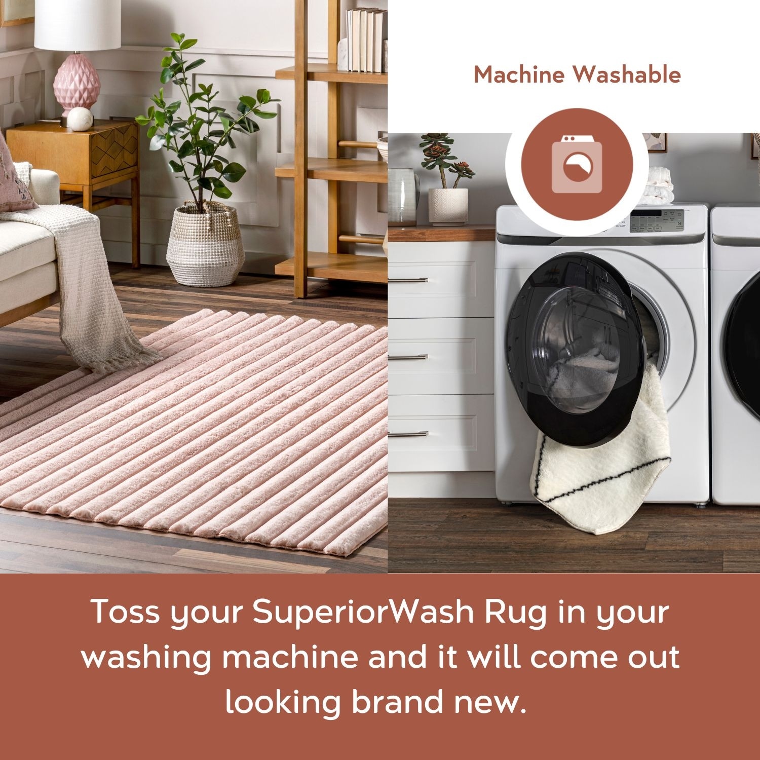 Nuloom Kai SuperiorWash Stripe Faux Rabbit Machine Washable Area