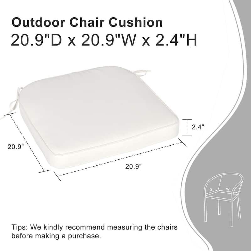 Aoodor Outdoor Dining Chair Cushions Set of 4, Outdoor Chair Pads with Ties, 21 x 21 inch - 21"x21"