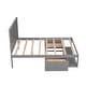 preview thumbnail 12 of 13, Rustic Full Size Platform Kids Bed Frame with 2-Drawers, End Shelf, Solid Wood Frame for Bedroom, No Box Spring Required, Grey
