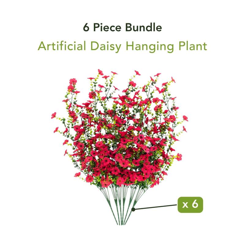 31-in UV Resistant Artificial Daisy Hanging Plant - Set of 6