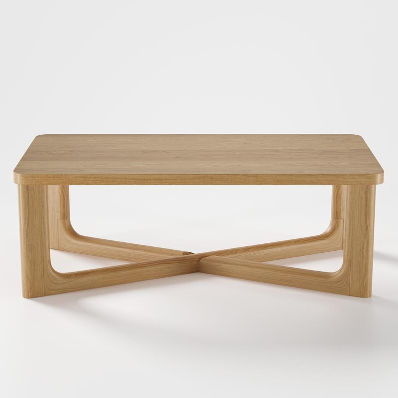 Modern Coffee Table Farmhouse Solid Wood Coffee Table with Cross Sturdy Legs Center Table for Home Office Living Room