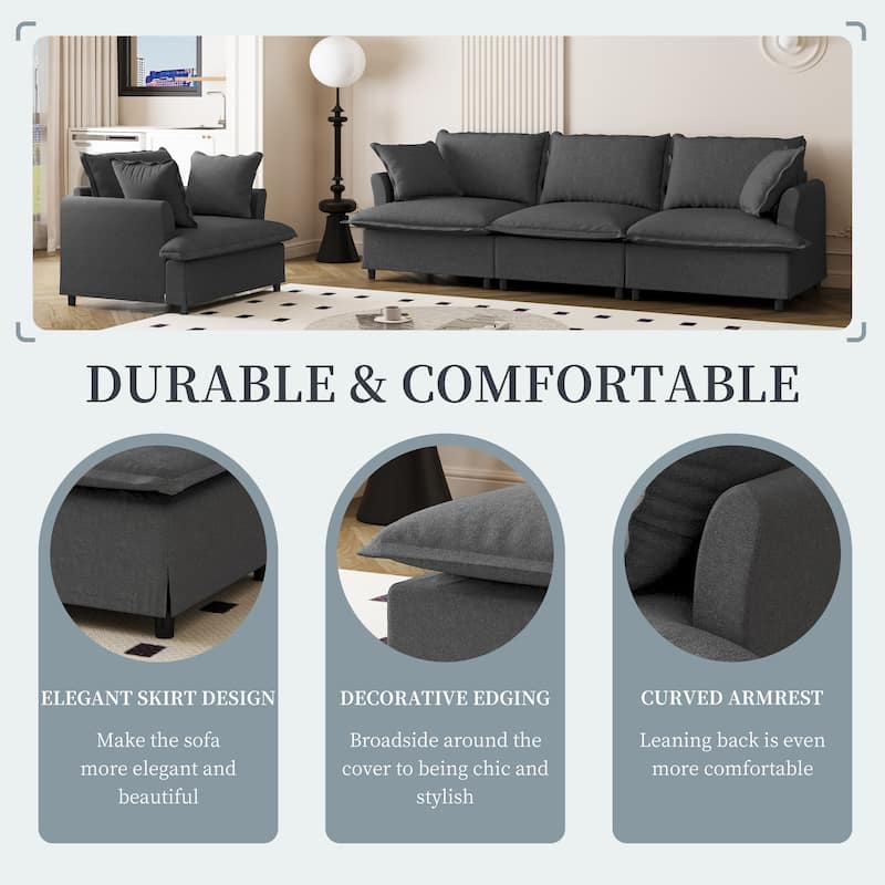 Oversized Single Sleeper Armchair,Chenille Lazy Chaise Lounge wOttoman