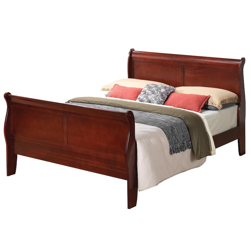 Wooden Sleigh Full Platform Bed - 90" - Brown