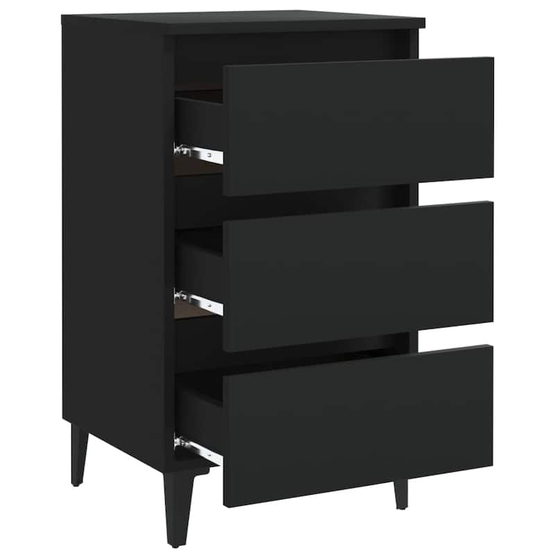 vidaXL Bed Cabinet Black Engineered wood, Metal Compact Bed Cabinet