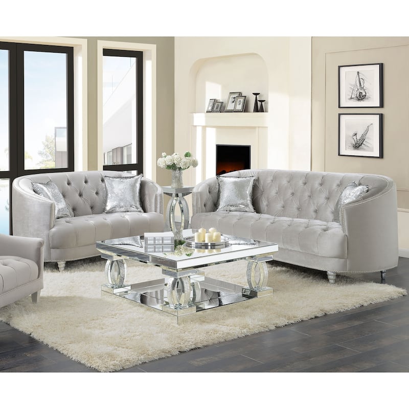 Avonlea Grey Upholstered Sloped Arm Sofa Set