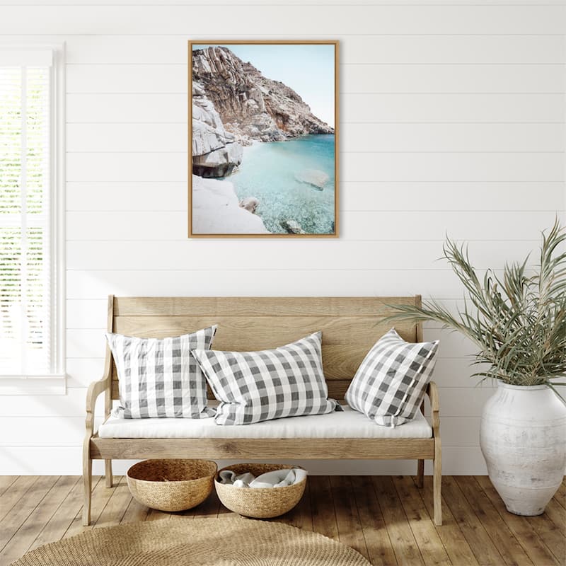 Ikaria Seychelles Beach by Bella Eve Framed Canvas Wall Art Print - Sylvie Natural