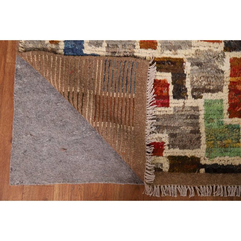 Hand Knotted Oriental 100% Wool Carpet Modern All-Over Greys & Charcoal Moroccan Area Rug - 8' 1'' X 5' 2''