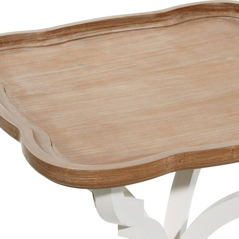Wooden Accent Table with Brown Wood Top - White - Roche River Decor - 20"W x 20"L x 25"H