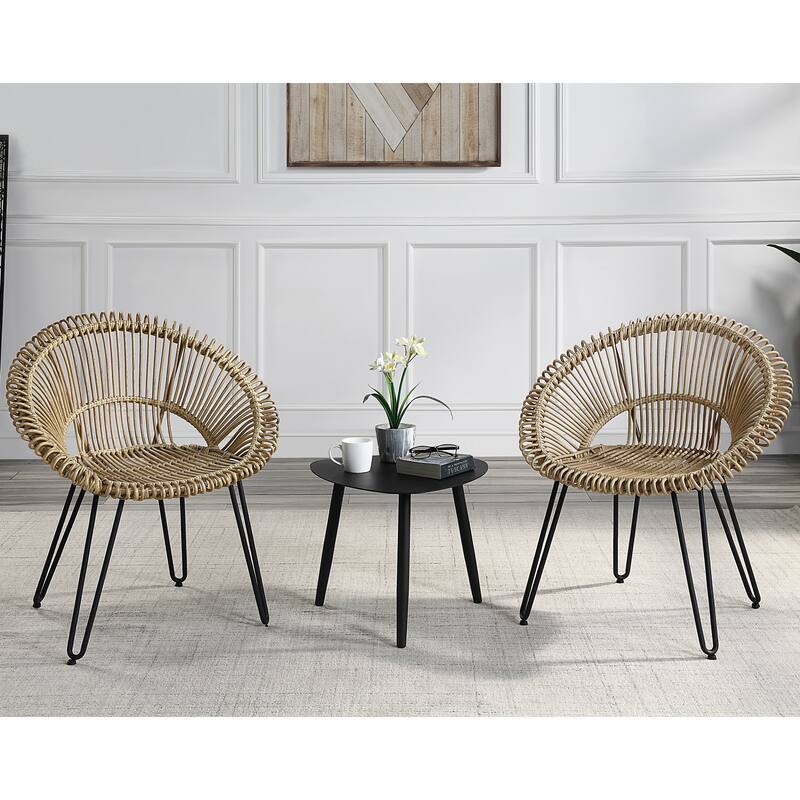Voit Transitional 3-Piece Aluminum Outdoor Bistro Set by Furniture of America - Light Brown