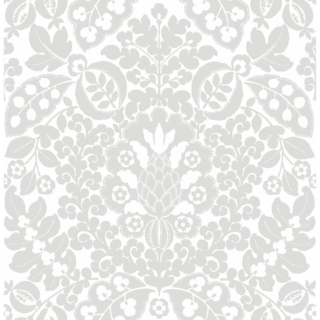 A-Street Prints Marni Grey Fruit Damask Wallpaper