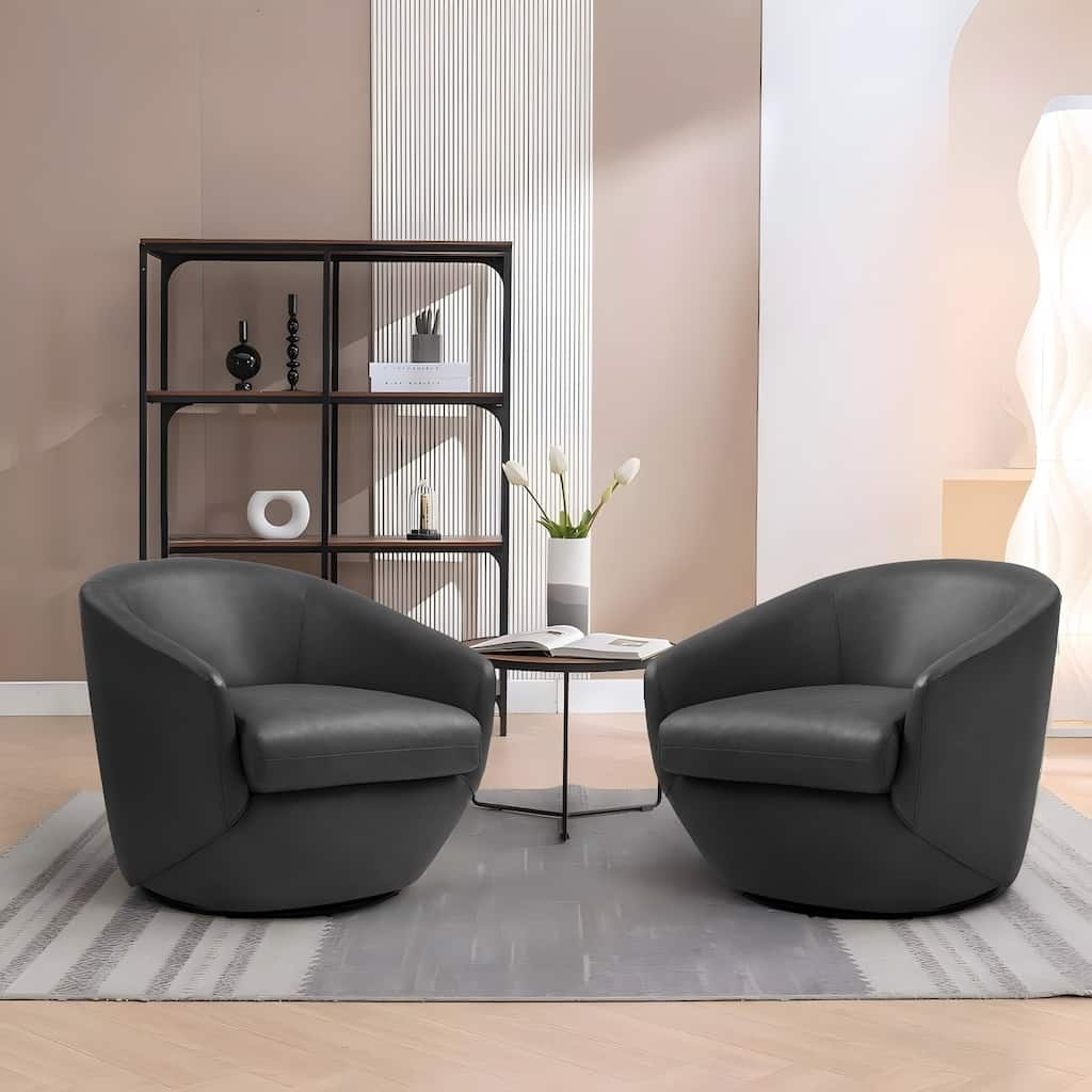 Upholstered Swivel Barrel Chair Accent Chair