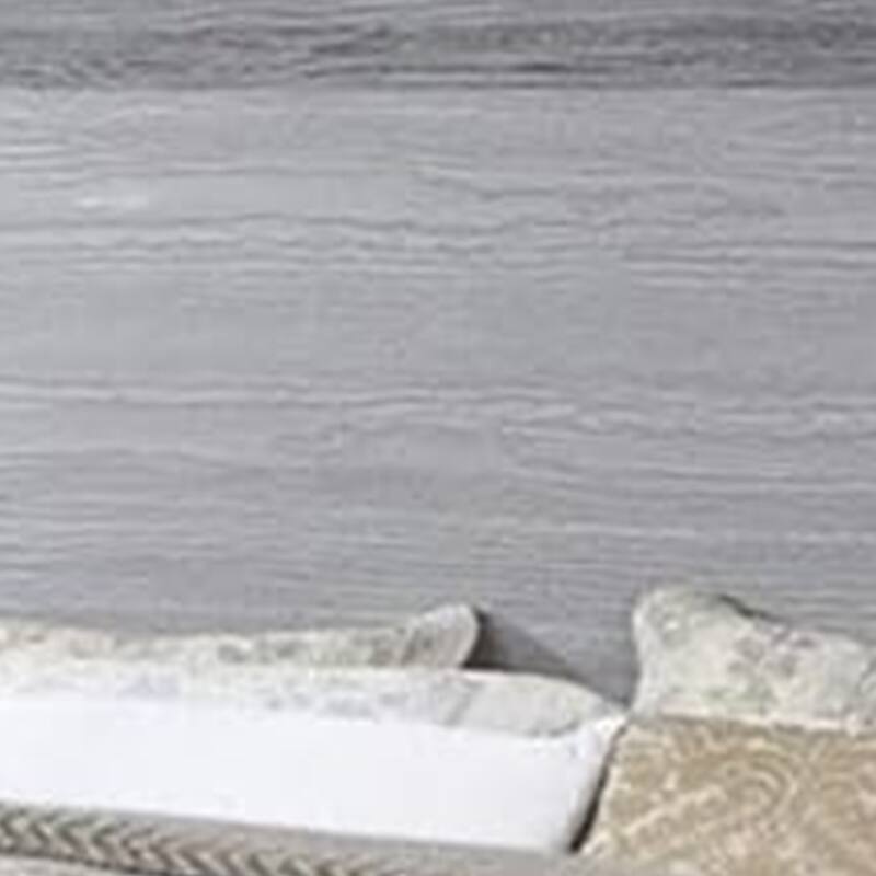 Reno California King Bed with LED Headboard and Metal Legs, Gray Wood