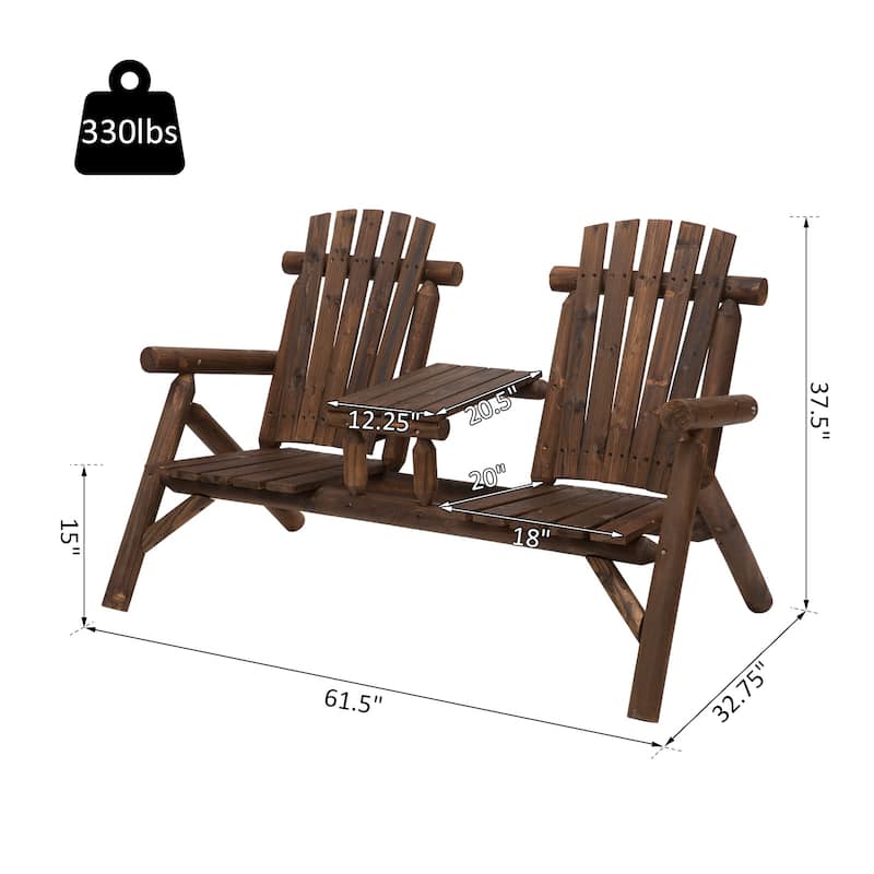 Outsunny Wood Adirondack Patio Bench Chair