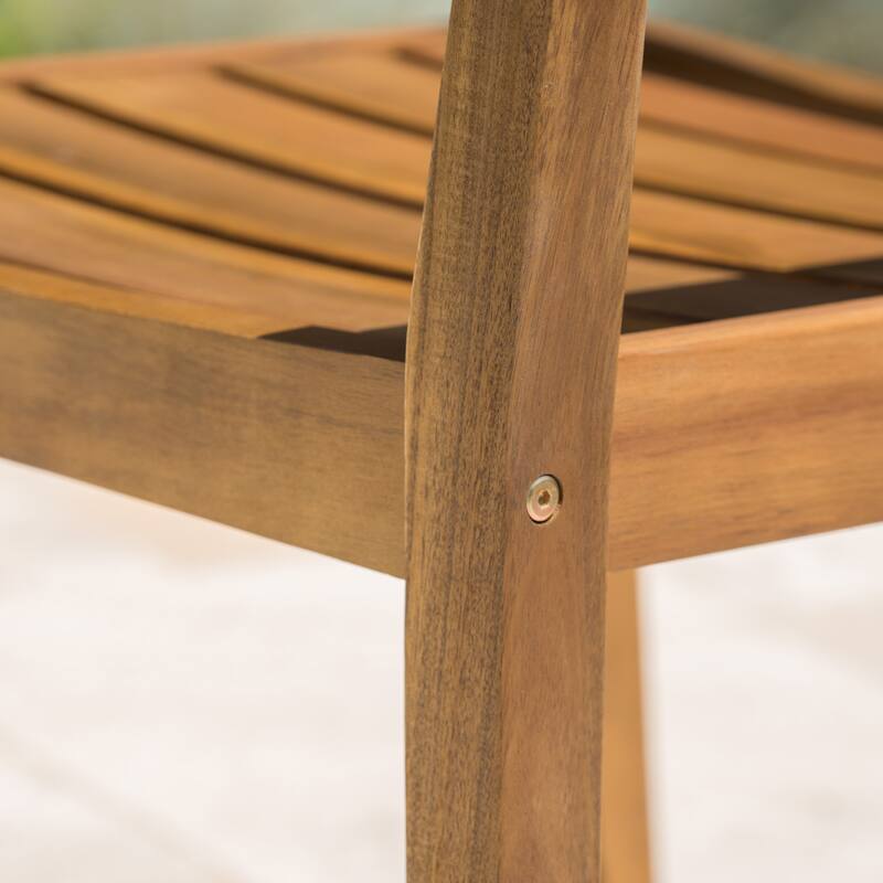 Roomfitters Stamford Set of 2 Acacia Wood Outdoor Dining Armchairs, Slatted Open-Back Design