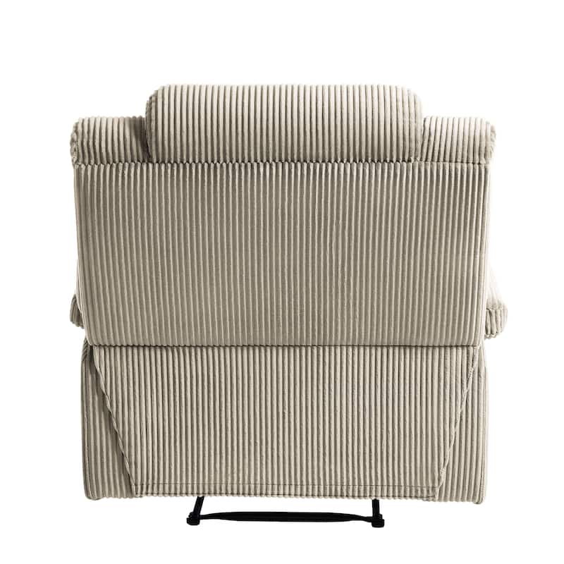 2 Set Modern Corduroy Manual Recliner Chair, Oversize Accent Chair Recliner with Wide Armrest