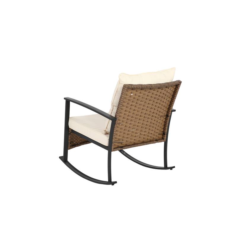 Wicker Rocking Chairs for Outdoors 3 Piece, Patio Rocking Chairs Set of 2, Patio Furniture Set, Small Outdoor Set