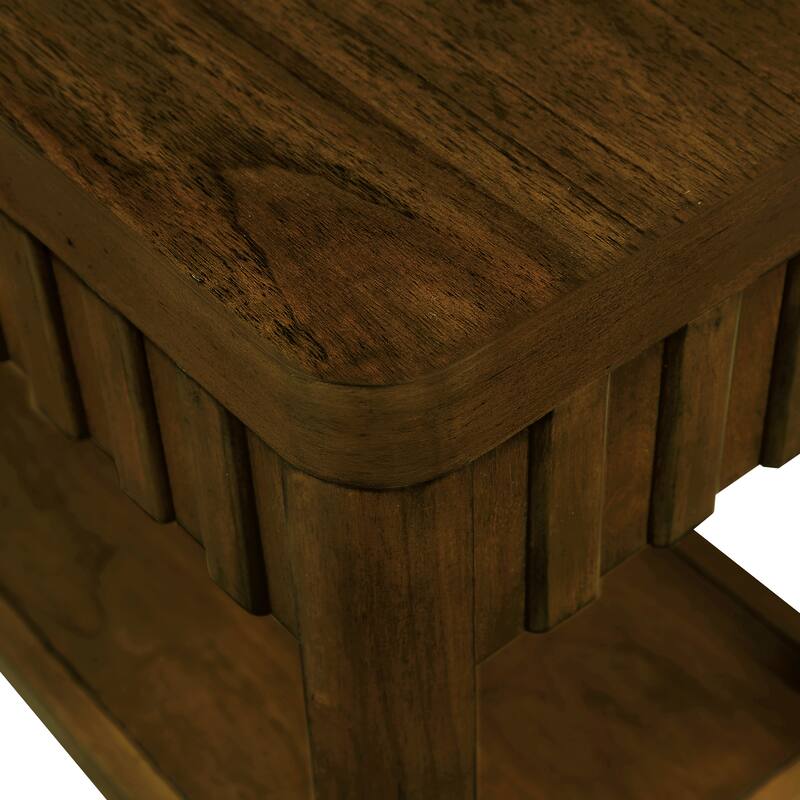 25"Rectangular Farmhouse End Table with Storage Shelf,Sofa Side Table with Solid Wood Legs for Living Room
