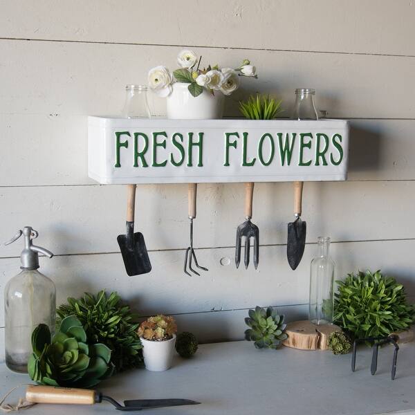 slide 1 of 4, Garden Shelf "FRESH FLOWERS" - 6 x 22.25 x 5.25