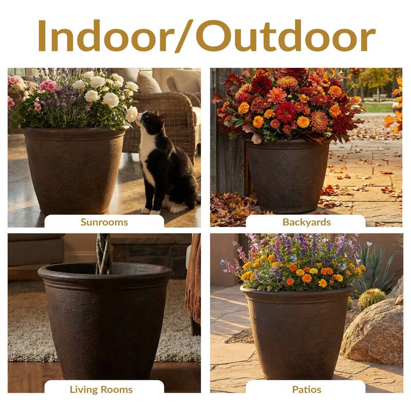 Sunnydaze Anjelica Outdoor Flower Pot Planter - 20-Inch - 2-Pack
