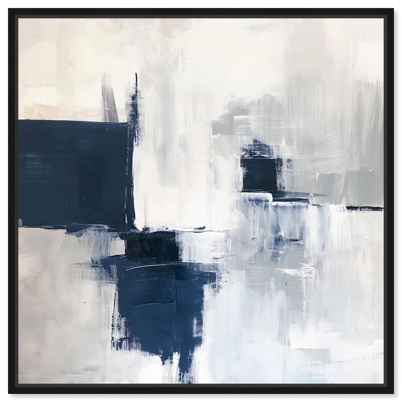 Porcelain Blue on White I Canvas by Art Remedy - Black - 20" x 20"