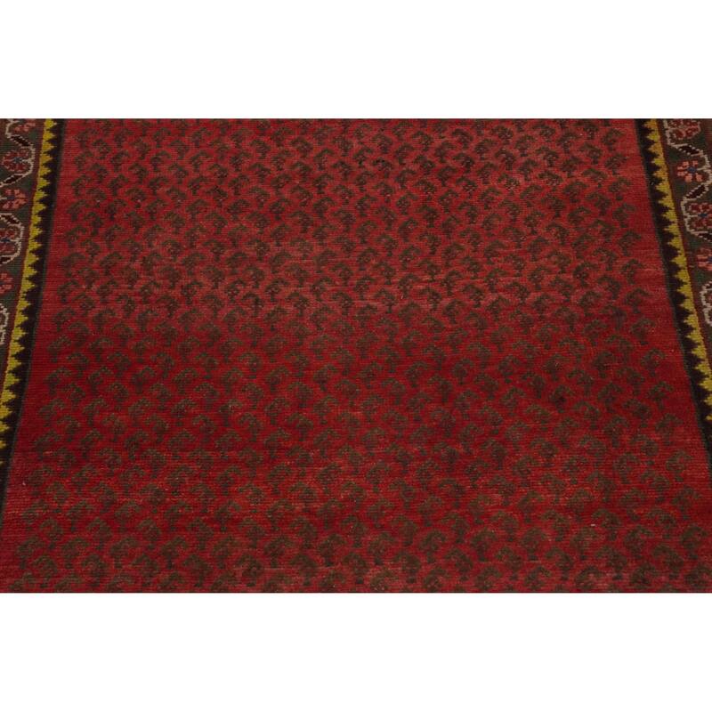 Hand Knotted Oriental 100% Wool Carpet Traditional Geometric Oranges & Rust Botemir Runner Rug - 10' 3'' X 3' 9''