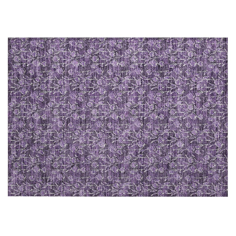 Machine Washable Indoor/ Outdoor Chantille Modern Floral Impressions Rug