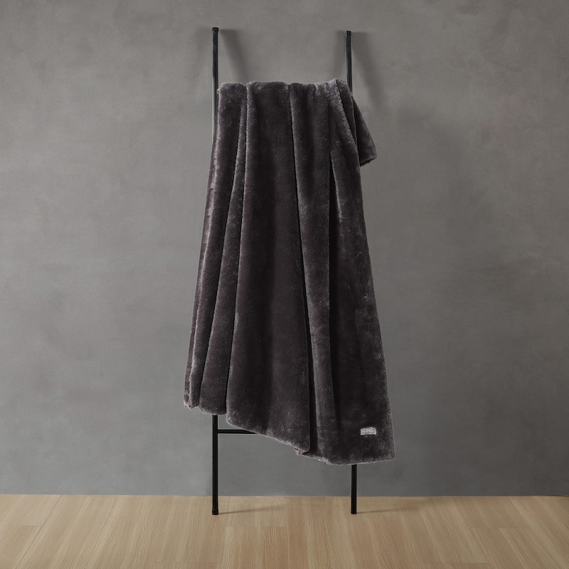 Kenneth Cole Faux Fur Solid Throw Blankets