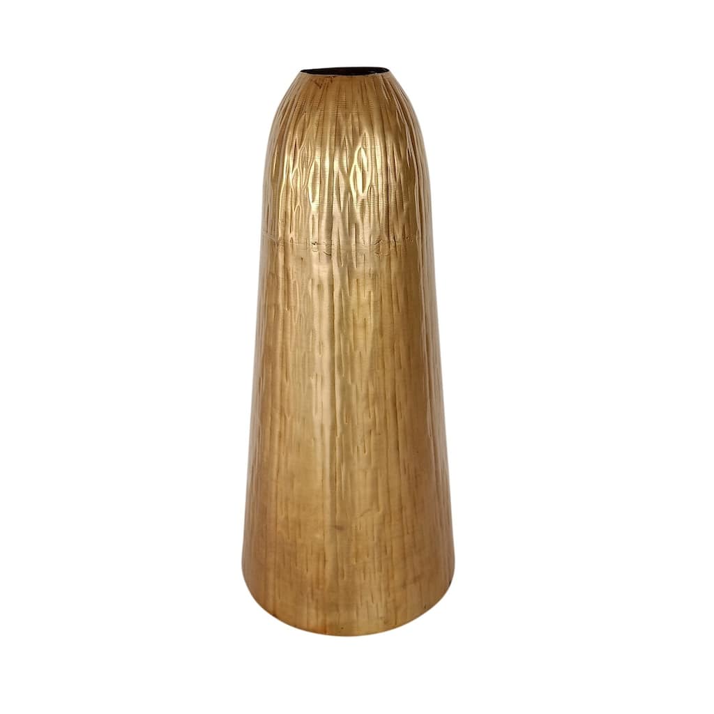 Hammered Vase Brass/Black Dia 8.66"- ST - Brass/black - Brass/black