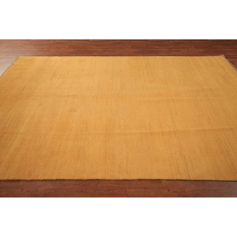 Modern Yellow Gabbeh Area Rug Hand-Knotted Wool Carpet - 6'6" x 9'9"