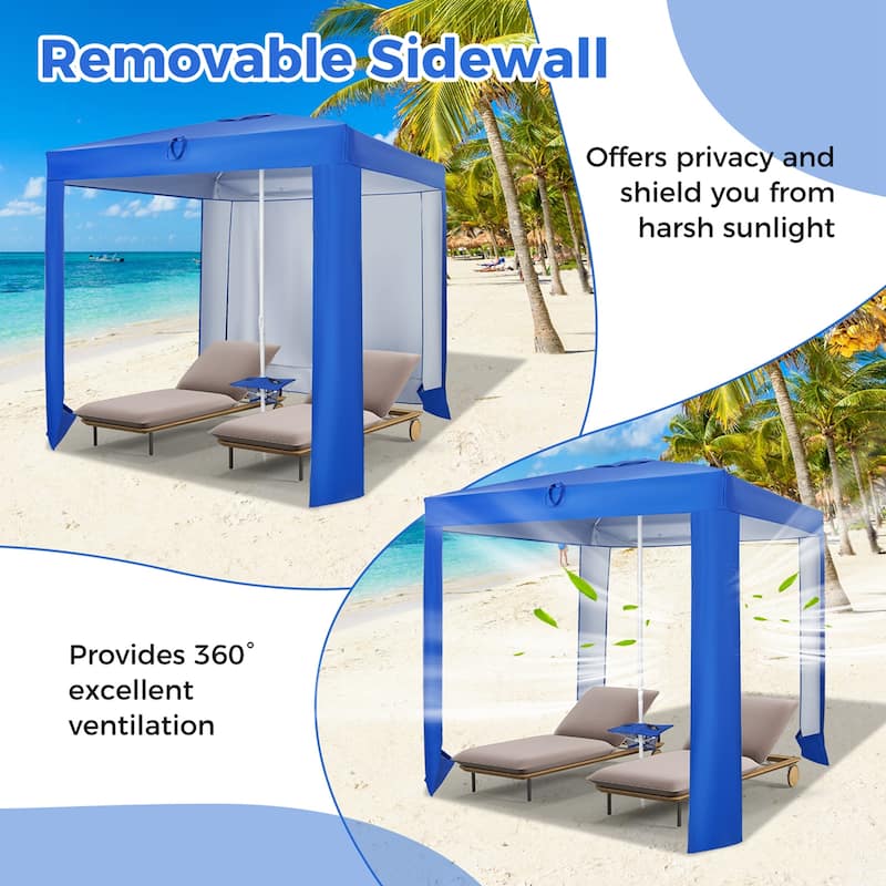 Costway UPF 50+ Beach Tent 6.6ft x 6.6ft Beach Cabana with Folding - See Details