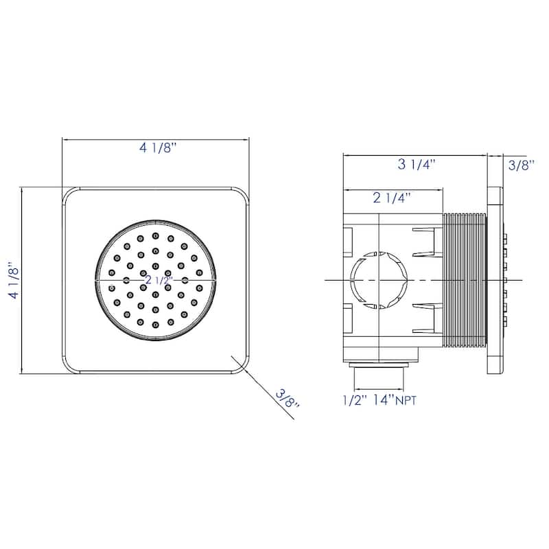 ALFI brand AB3801-PC Polished Chrome Flush Mounted Shower Body Spray - Silver