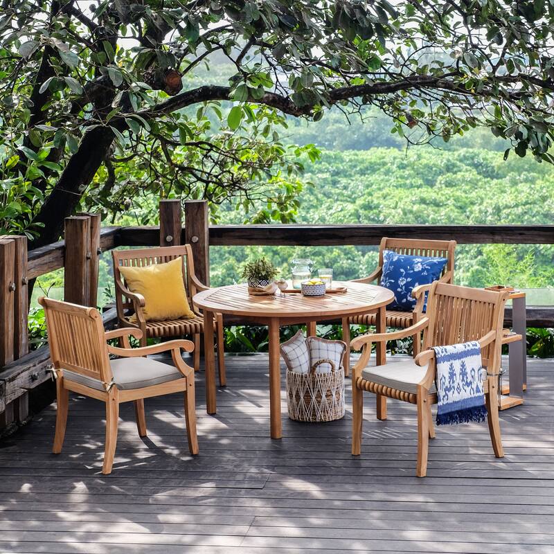 Cambridge Casual Chara 5-piece Teak Patio Dining Set with Cushion - Natural Teak