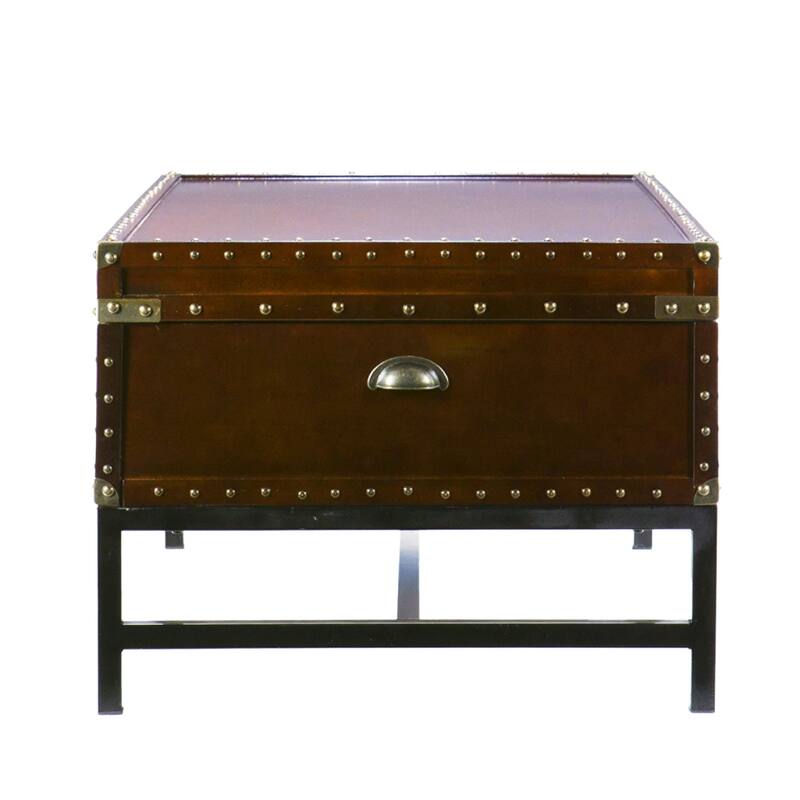 HomeRoots 42" Brown Manufactured Wood And Metal Rectangular Coffee Table - 42