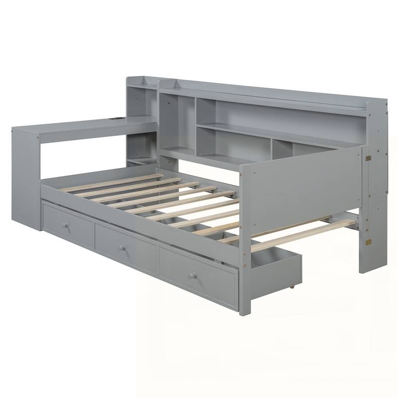 Wooden Daybed With 3 Drawers and USB Ports