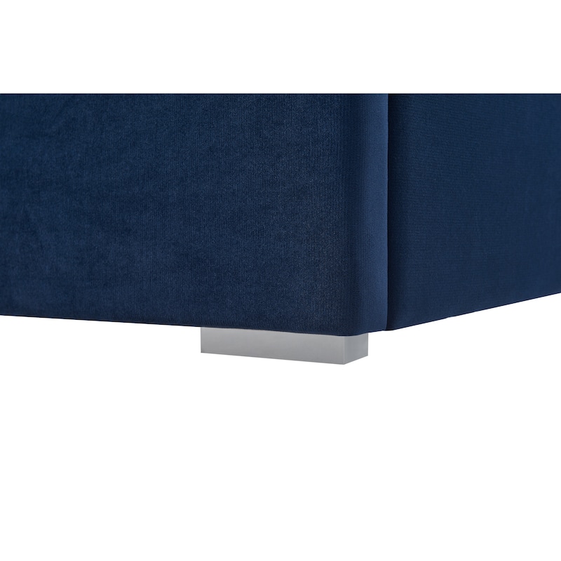 Velvet Upholstered Bed Frame, Wingback Headboard Platform Bed with LED Side Lights & Nightstands, No Box Spring Needed