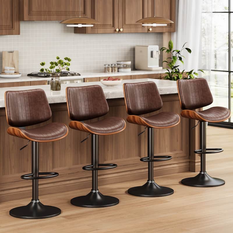 Swivel Adjustable Height Counter Stools, Bar Stools with Backs - 20" W X 18"D X 24-33" H