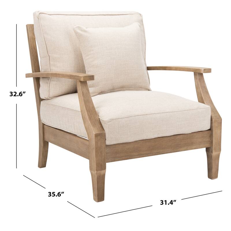 SAFAVIEH Couture Martinique Wood Patio Armchair. - 31.4" W x 35.6" L x 32.6" H