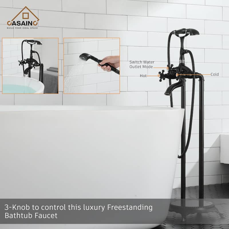 3-Handle Luxury Claw Foot Freestanding Tub Faucet