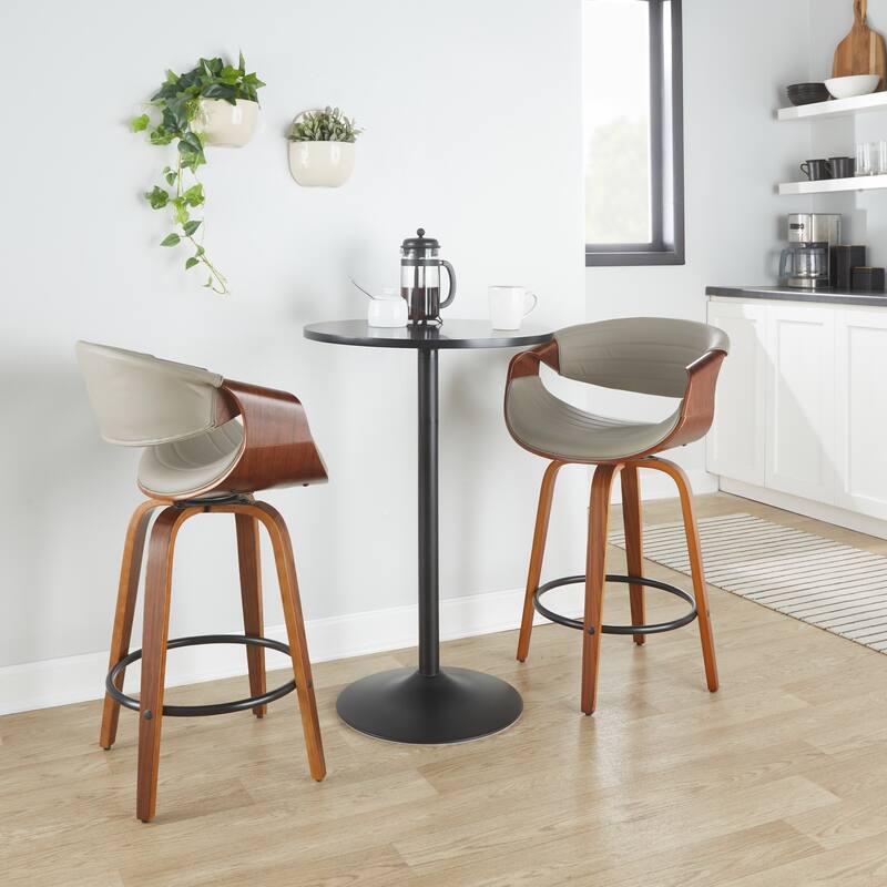 Carson Carrington Kanteborg 26" Fixed-Height Counter Stool with Bent Wood Legs & Round Footrest (Set of 2)