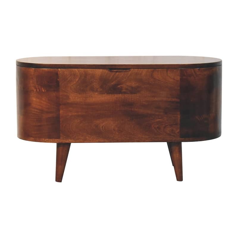 Artisan Furniture Solid Wood California Walnut Rounded Lid up Blanket Box, Brown With Storage - N/A