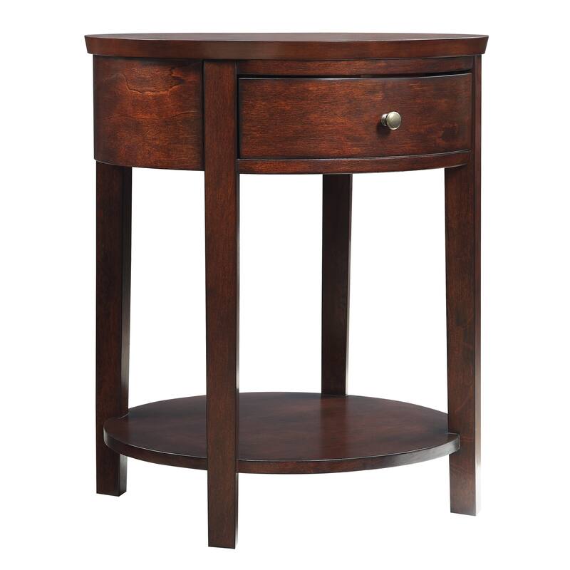 Fillmore 1-Drawer Oval Wood Shelf Accent End Table by iNSPIRE Q Modern - Espresso