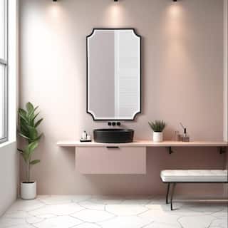 Allan Andrews Rectangular Wall Mirror with Scooped Stainless Steel Frame - 24"W x 36"H