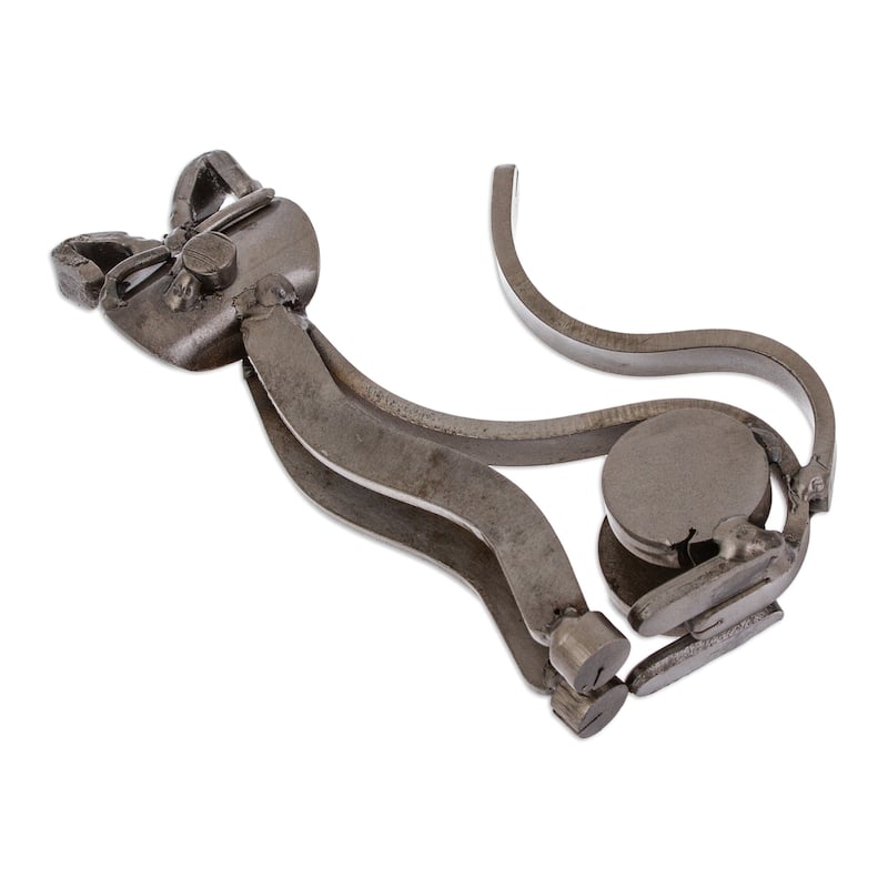 Novica Handmade Little Feline Upcycled Metal Sculpture