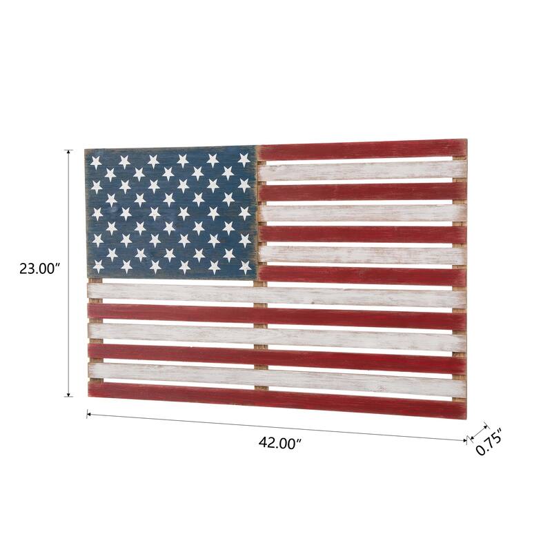 Glitzhome 42"L Wooden Patriotic/Americana National Flag Wall Decor - 42"L x 23"H
