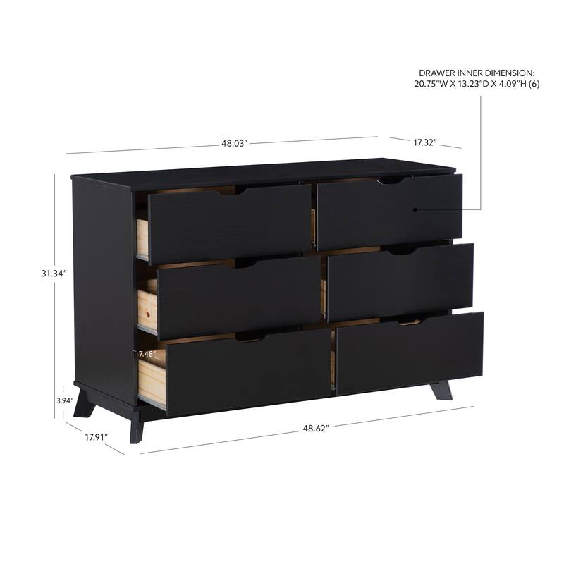 Purcell 4-Piece Bedroom Set with 6-Drawer Dresser and 2 Nightstands
