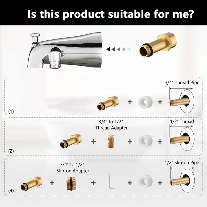 Lift-Up Diverter Bathtub Faucet with 6 Settings Handheld Shower in Chrome (Rough-in Valve Not Included)