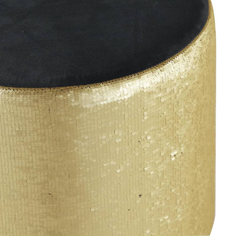 Polyester Stool with Sequins - Gold - Roche River Decor