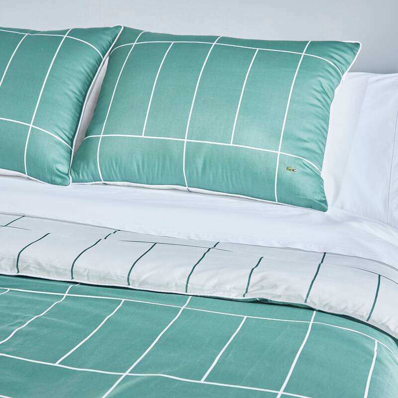 Lacoste Ashcombe Check Reversible 3-Piece Cotton Comforter Set